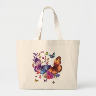 Grande Bolsa Tote Borboleta com Design de Natureza Elegan
