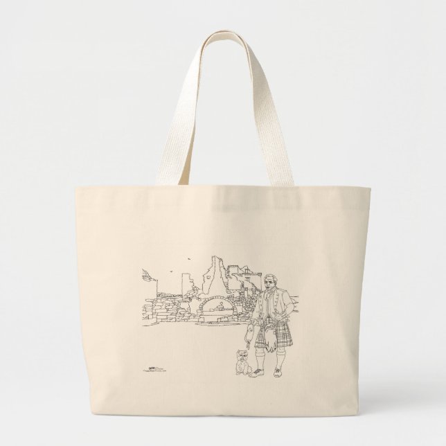 Grande Bolsa Tote Castelo de Donnottar, Escócia (Frente)