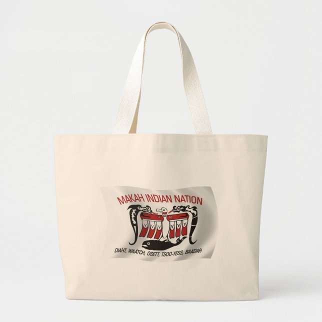 Grande Bolsa Tote com a Bandeira da Tribo Makah (Frente)