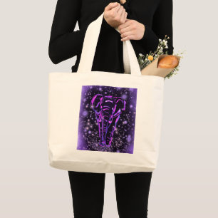 Grande Bolsa Tote com Elefante Roxo