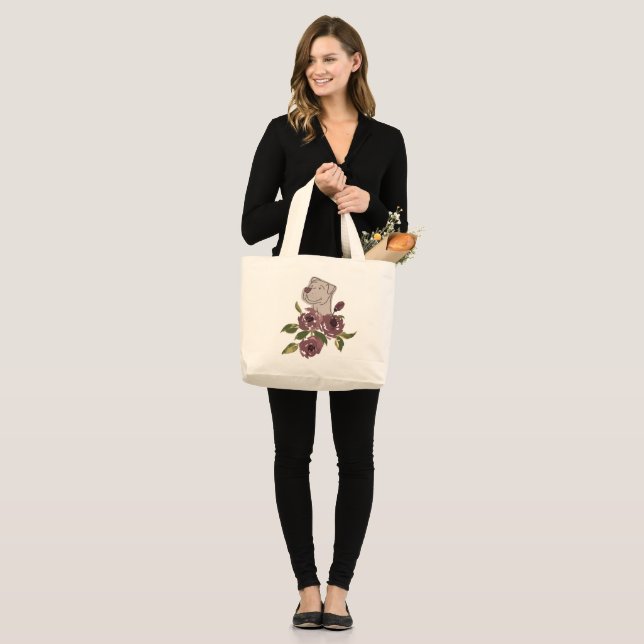 Grande Bolsa tote com ilustração de Pitbull (Frente (modelo))