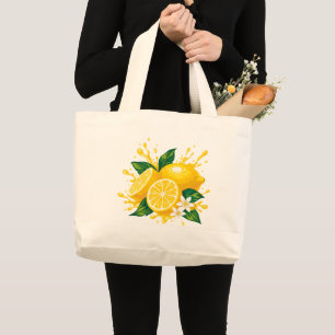 Grande Bolsa tote com uma estampa de limão brilhante