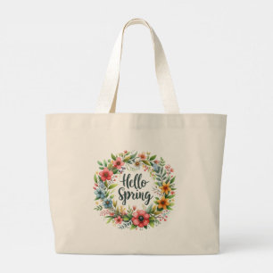 Grande Bolsa Tote-Coroa Floral de Primavera Bolsa Tote