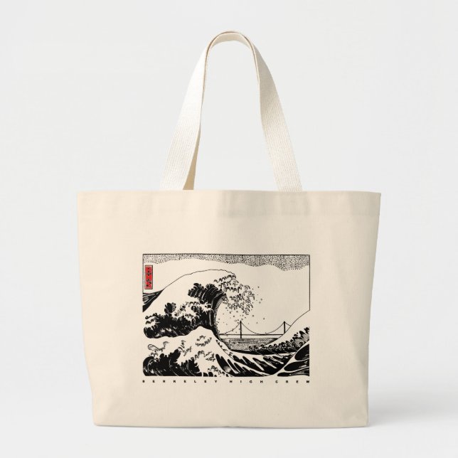 Grande Bolsa Tote da Tripulação BHS com Design de Onda +  (Frente)