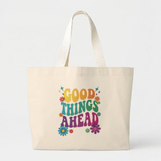 Grande bolsa tote de coisas boas à frente