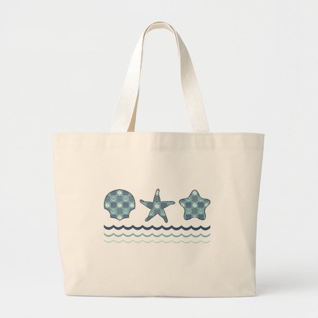 Grande Bolsa Tote de Colcha Náutica (Frente)
