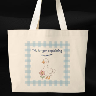 Grande Bolsa Tote de Gingham Azul da Goose Sassy