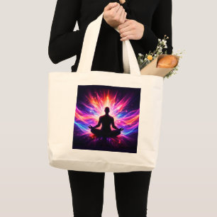 Grande Bolsa Tote de Meditação Chakra Design de Yoga