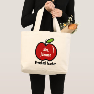 Grande Bolsa tote de professora escolar de maçã vermelha