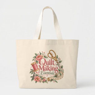 Grande Bolsa Tote de Quilts Florais Essenciais para a Con