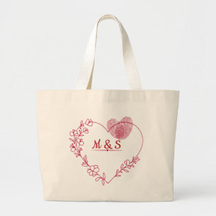 Grande Bolsa Tote Floral Coração Romântico