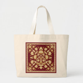 Grande Bolsa Tote Floral Vermelha Islâmica com Videira