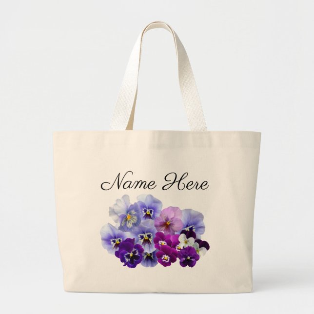 Grande Bolsa tote floral Violeta Pensamento (Frente)