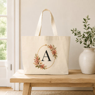 Grande Bolsa Tote Jumbo com Monograma Floral Rosa Persona