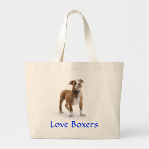 Grande Bolsa Tote Jumbo de Lona Cachorrinho Boxers Amor