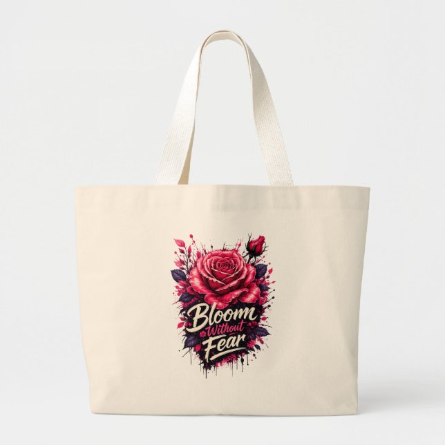 Grande Bolsa Tote Jumbo Floral Rosa Bloom Without Fear (Frente)