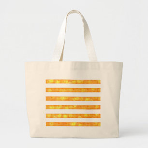 Grande Bolsa Tote Laranja E Branco Listras Bokeh