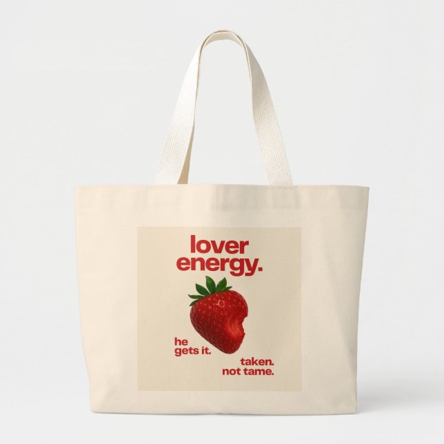 Grande Bolsa Tote Lover Energy | Bolsa de Lona Morango (Frente)