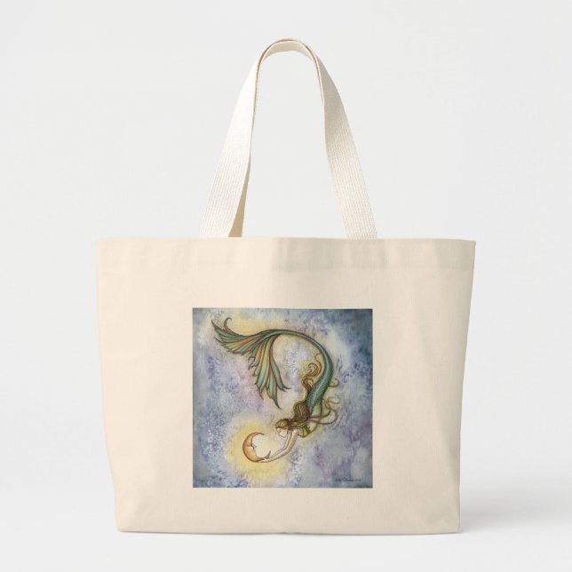 Grande Bolsa Tote Lua do Mar Profundo (Frente)