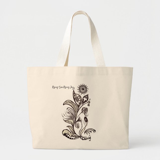 Grande Bolsa Tote Mandala Sol Nascente, Alegria Crescente (Frente)