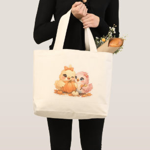 Grande Bolsa Tote Par de Pássaros Doces de Halloween