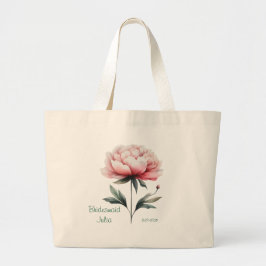 Grande Bolsa Tote Peônia de Dama de Honra Personalizada