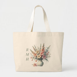 Grande Bolsa Tote Personalizada de Gladíolo de Agosto