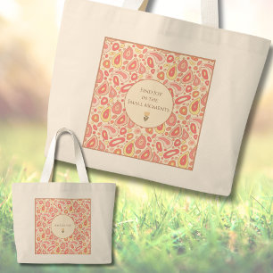 Grande Bolsa Tote Personalizada Encontre Alegria no Momen