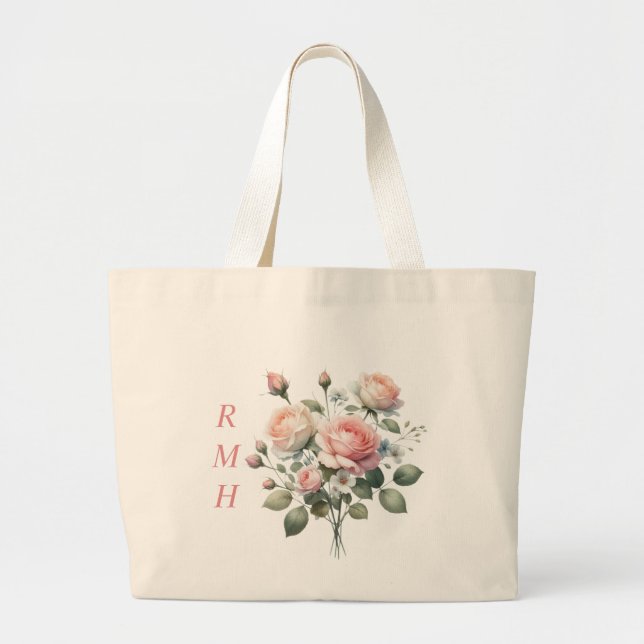 Grande Bolsa Tote Rosa de Junho Personalizada (Frente)