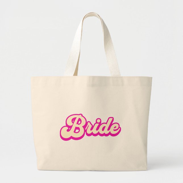 Grande Bolsa tote rosa fofa para noiva (Frente)
