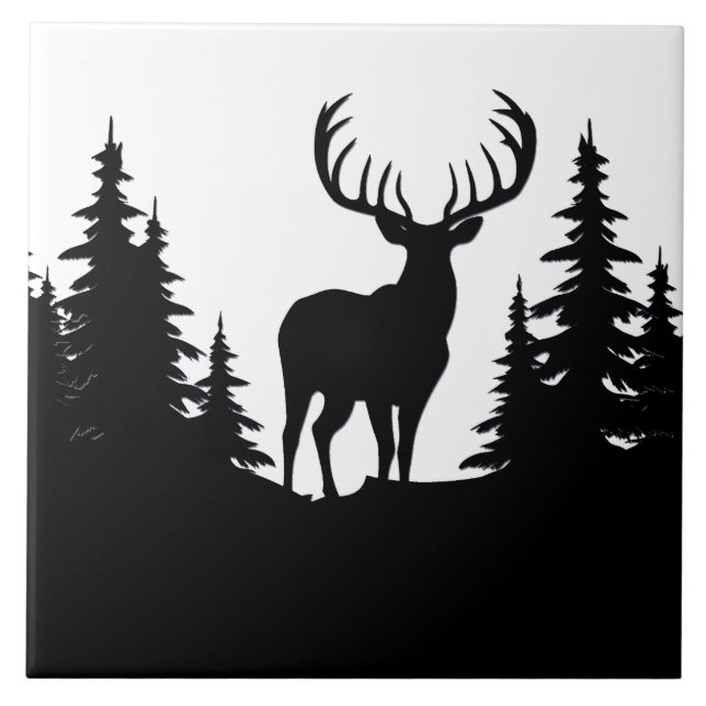 Grande Buck Entre O Vetor De Árvore De Pinho (Frente)