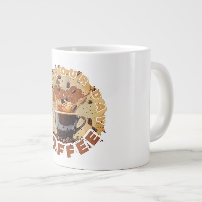 Grande Cafeína Primeiro – Caneca de Café Engraçada para A (Frente Esquerda)