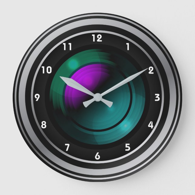 Grande Câmera Lente Fotografia Relógio Design (Frente)