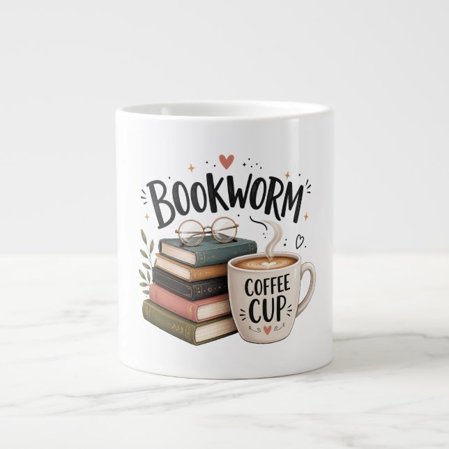 Grande Caneca Amante de Livros e Café (Frente)