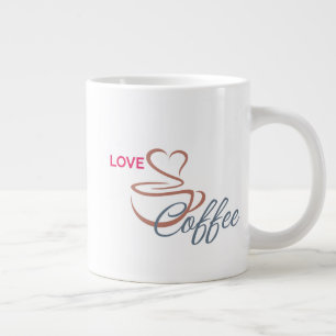 Grande Caneca Clássica com Desenho de Coração e Café