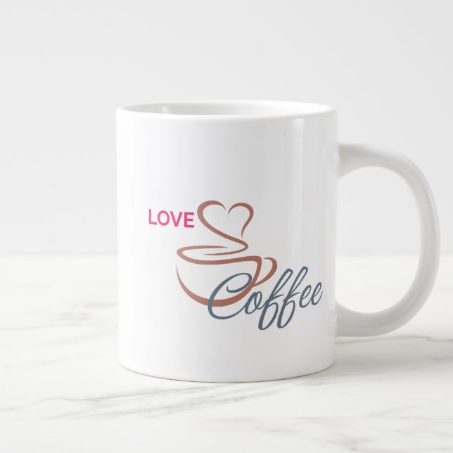 Grande Caneca Clássica com Desenho de Coração e Café      (Direita)