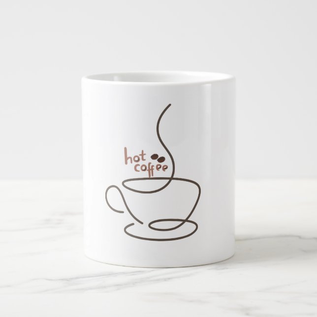 Grande Caneca de Arte de Linha Café Quente (Frente)