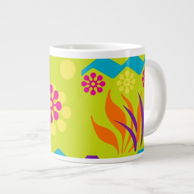 Grande caneca de café Abstrato floral design (Frente Esquerda)