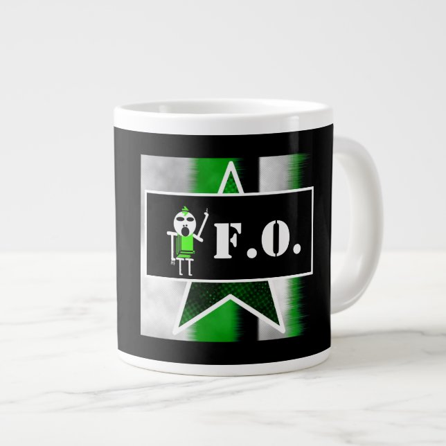 Grande Caneca de Café Alien Irritado [SKULLien] (Frente Esquerda)