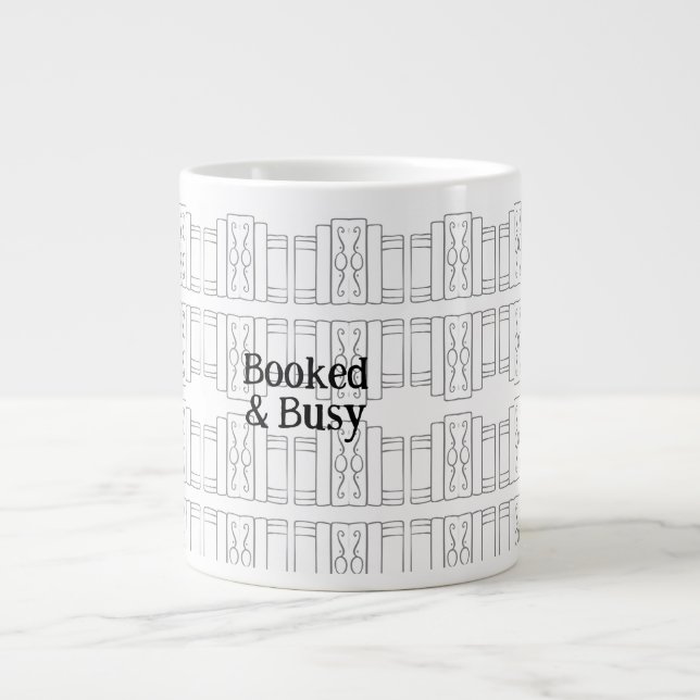 Grande Caneca de Café Amante de Livros (Frente)