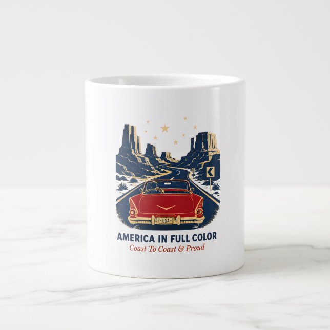 Grande Caneca de Café America em Cores (Frente)