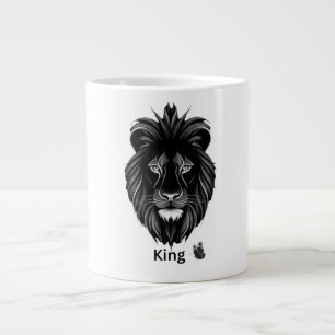 Grande Caneca de Café Arte Leão Negro Rei