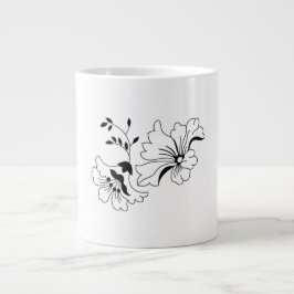 Grande Caneca de Café Artística com Padrão de Flor Encant