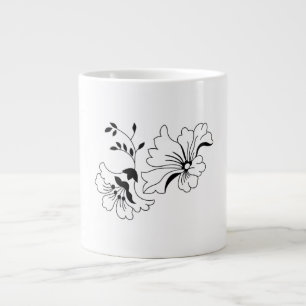 Grande Caneca de Café Artística com Padrão de Flor Encant