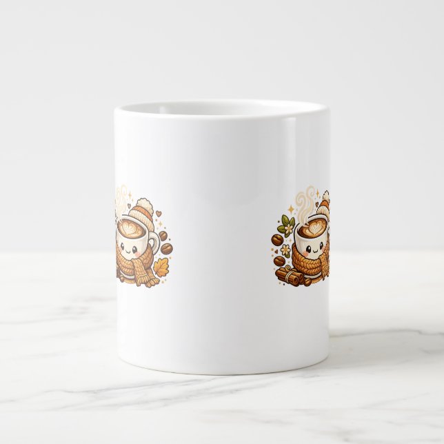 Grande Caneca de Café Cappuccino Aconchegante Fofa  (Frente)