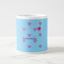 Grande caneca de café com alegria nos corações e impressõ