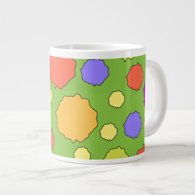 Grande Caneca de café com bolinhas coloridas e brilhantes (Frente Esquerda)
