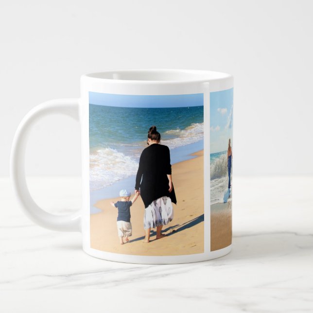 Grande Caneca de Café com Colagem de Fotos Personalizadas (Esquerda)