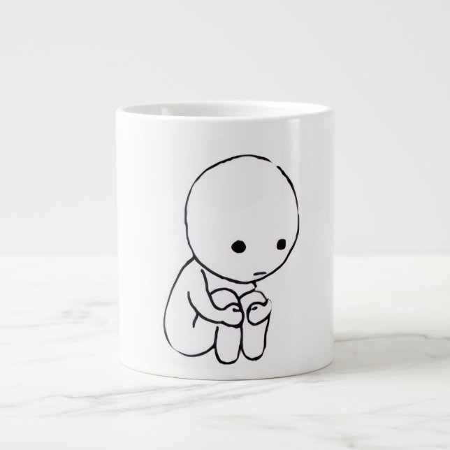 Grande Caneca de Café com Estética de Humor Triste (Frente)