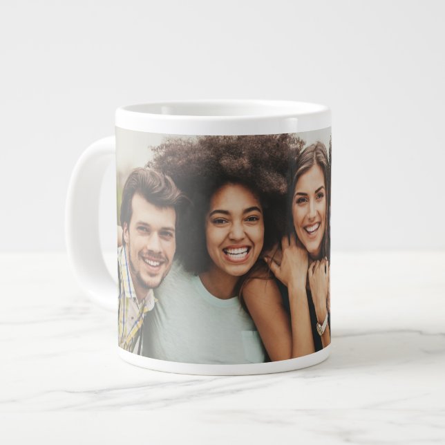 Grande Caneca de Café com Foto de Amigos (Frente Esquerda)